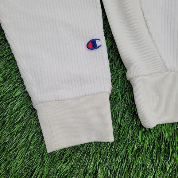 Champion Cropped Sweater Womens Large 21x18 Ivory Ribbed - Picture 16 of 16